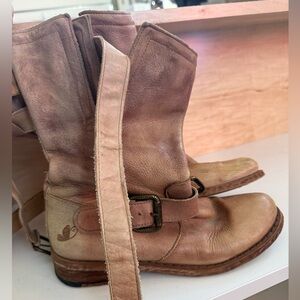 Leather wrap around boots